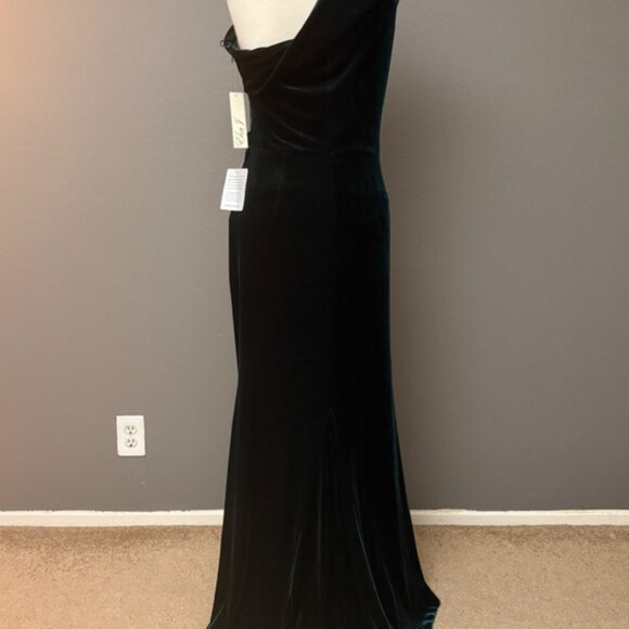 Eliza J NWT One Shoulder Stretch Velvet Gown Sz 10 - Picture 5 of 10